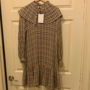 Charming Plaid Kids Dress with Ruffle Collar